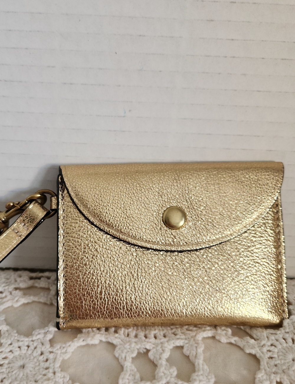 Gold Leather Wristlet Card Case - J Crew